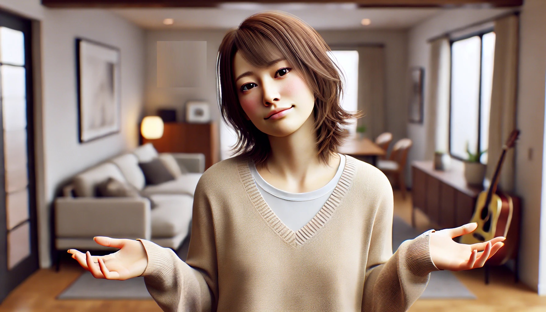 どうする？やれやれ、という諦めの表情の女性
