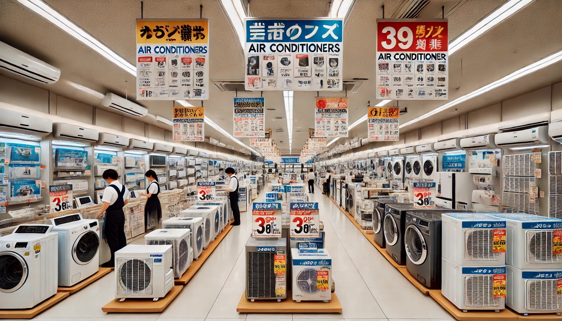 家電量販店の売り場、生活家電、季節家電、エアコン